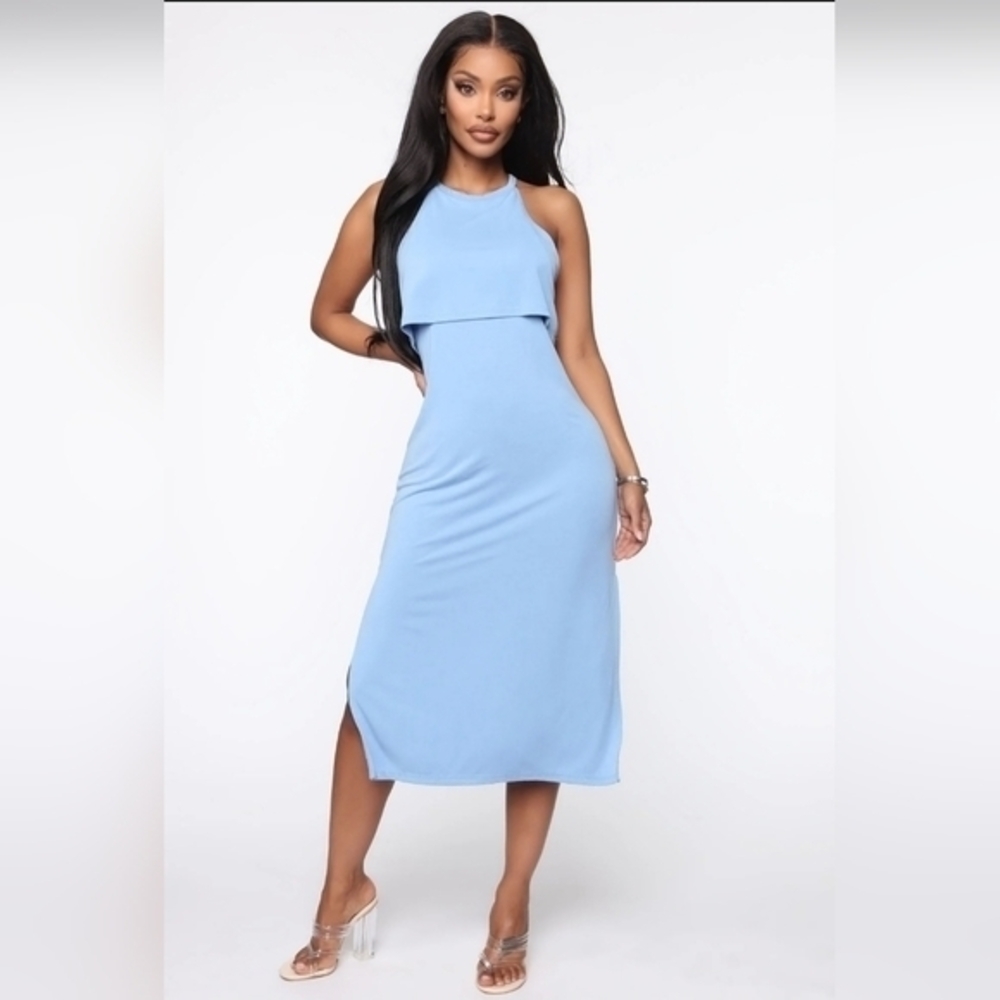 NWOT DOUBLE ZERO baby blue midi dress